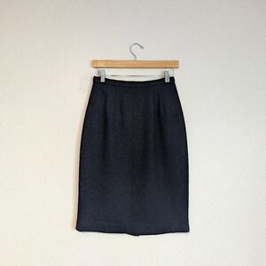 Vintage Anne Klein II Black 100% Wool Skirt
